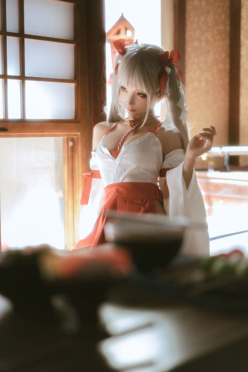 夏日神社 巫女露乳-蠢沫沫《碧蓝航线》可畏号巫女装COS